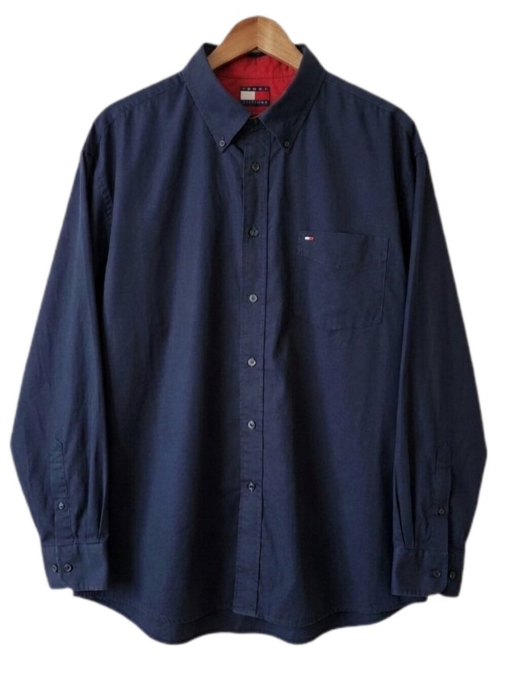 Tommy Hilfiger Men’s Navy Blue Long Sleeve Button-Down Shirt 100% Cotton Size XL
